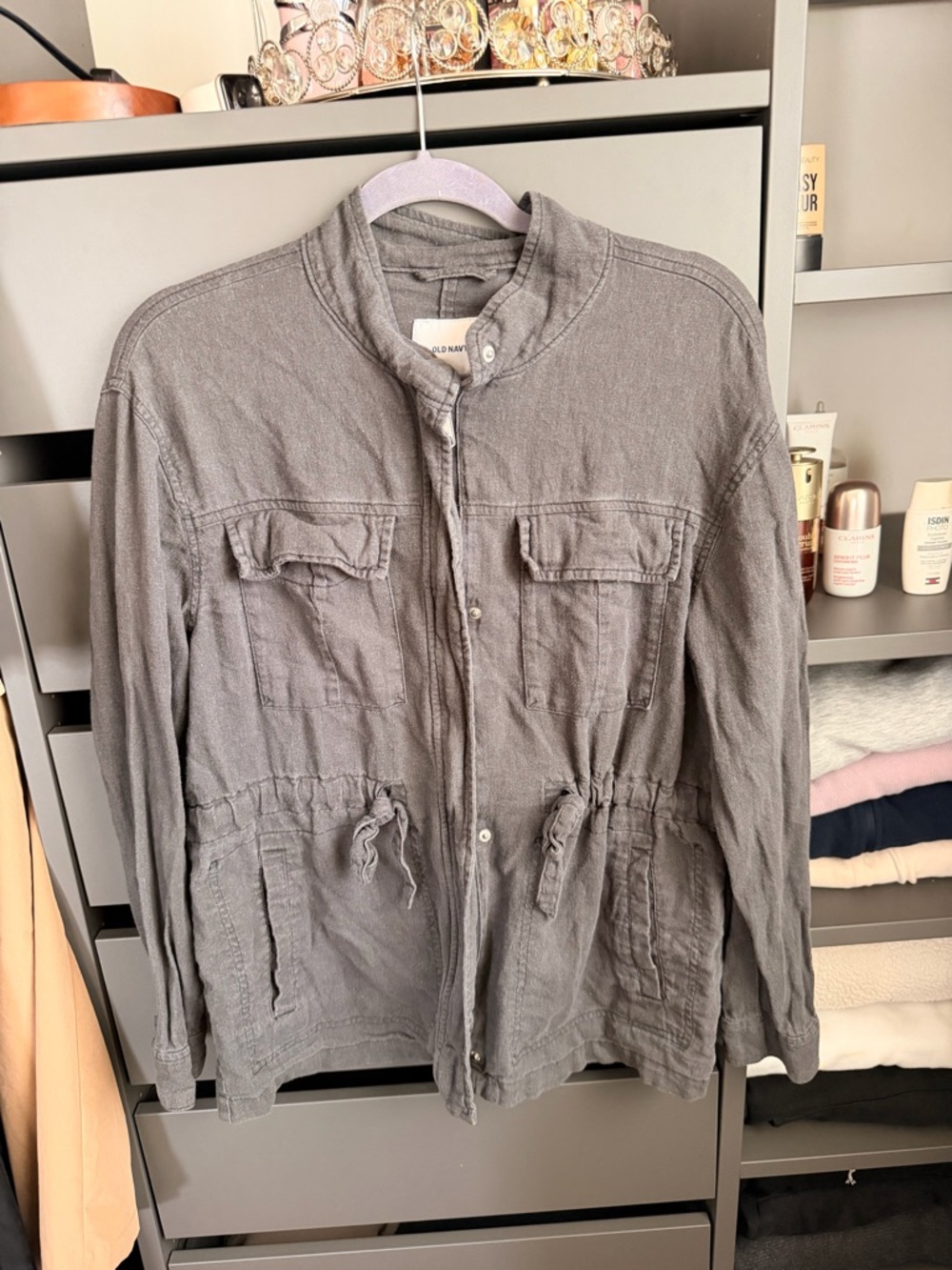 Old Navy women's Charcoal Drawstring Military Jacket